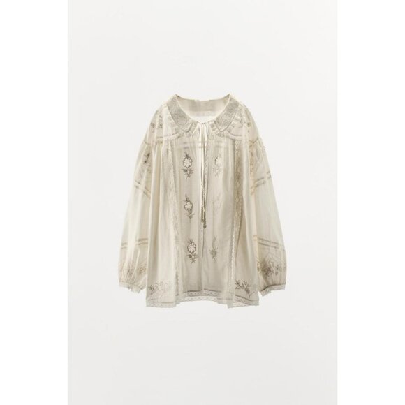 ZARA LIMITED EDITION EMBROIDERED FLORAL SHIRT - Picture 1 of 4